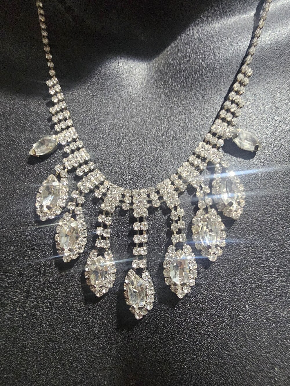 paparazzi Silver Marquise Crystal Fringe Necklace
